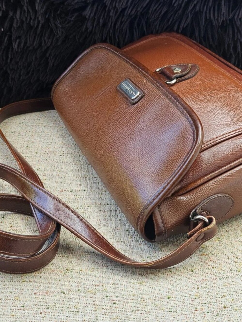 Vintage Liz Claiborne Women Purse Handbag Brown Leather Shoulder Bag - Picture 5 of 12